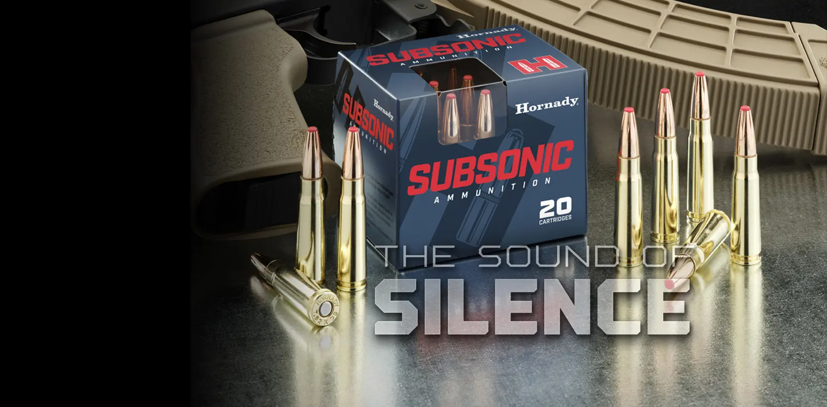 Slide number 5 ACCURACYANDPERFORMANCEBELOW THESPEED OF SOUNDHornady has added the 7.62 x 39 load to its Subsonic product line. Optimized for performance at subsonic velocities, this reliable expanding ammunition is not only fun to shoot, it delivers excellent terminal performance without a big bang.Find Out More