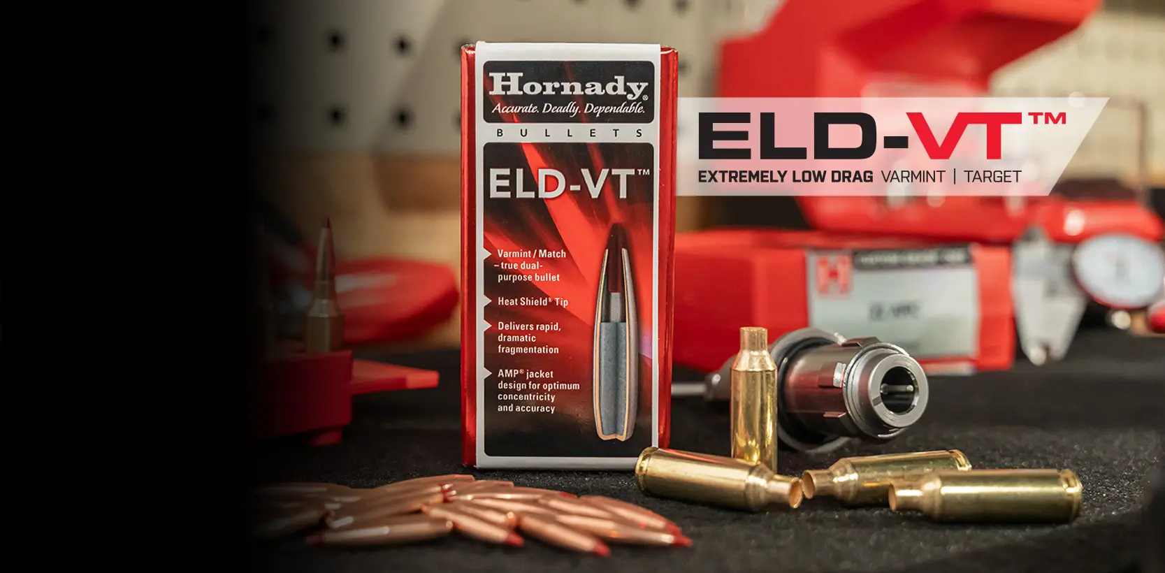Slide number 5 UNMATCHED ACCURACY& EXPLOSIVEFRAGMENTATION
The Hornady ELD-VT™ bullet will redefine your varmint hunting and shooting pursuits, offering unmatched accuracy, rapid fragmentation and the confidence to take on any challenge – from long-range varmint hunts to long-range competitions.Find Out More