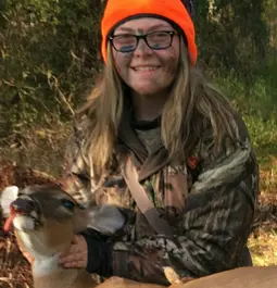 After years of wanting and hunting and never givinmg up, her first deer!!